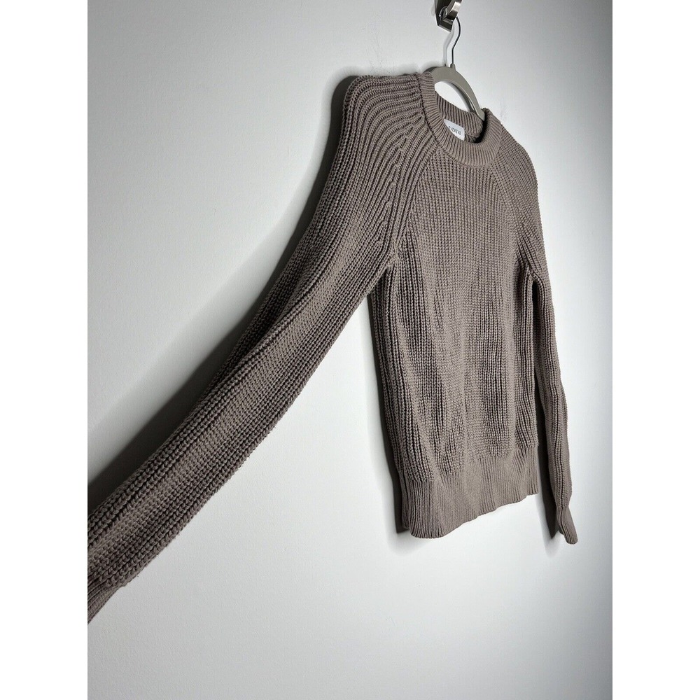 Evereve Sweater Womens XS Tan Pullover Chunky Knit Crew Neck Minimalist Casual - Picture 6 of 16